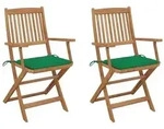 vidaXL Klappbare Gartenst&uuml;hle 2 Stk. mit Kissen Massivholz Akazie