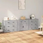 vidaXL Sideboards 3 Stk. Betongrau Holzwerkstoff