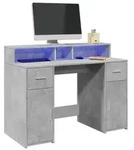 vidaXL LED-Schreibtisch Betongrau 120x55x91 cm Holzwerkstoff