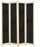 vidaXL 4-teiliger Raumteiler Schwarz 160 x 170 x 4 cm Stoff