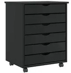 vidaXL Rollschrank mit Schubladen MOSS Schwarz Massivholz Kiefer