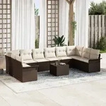 vidaXL 10-teiliges Garten Sofa Set mit Kissen Grau Poly Rattan