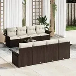 vidaXL 9-teilige Garten Sofa Set mit Kissen Braun Poly Rattan