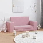 vidaXL Kinder-Schlafsofa 2-Sitzer Rosa Weicher Pl&uuml;sch