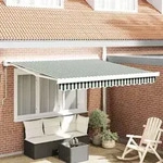 vidaXL Automatische einziehbare Markise Gr&uuml;n und Wei&szlig; 300x250 cm