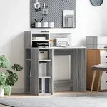 vidaXL Tisch mit Stauraum Grau Sonoma 90x48x101,5 cm Holzwerkstoff
