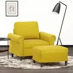 vidaXL Sessel mit Hocker Gelb 60 cm Samt