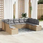 vidaXL 5-teiliges Garten Sofa Set mit Kissen Beige Poly Rattan Akazie