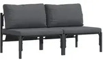 vidaXL Gartenm&ouml;bel mit Kissen 2 St&uuml;ck Anthrazit 80 x 80 x 71 cm Stahl