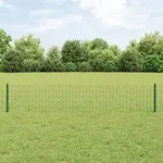 vidaXL Euro-Zaun mit 5 U-Pfosten Gr&uuml;n 0,4x10 m Metall