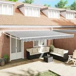 vidaXL Markise Einziehbar Anthrazit und Wei&szlig; 5x3 m Stoff und Aluminium