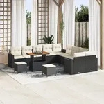 vidaXL 13-teilige Garten Sofa Set mit Kissen Schwarz Poly Rattan Akazie