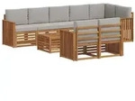 vidaXL Sofagarnituren 9 pcs Nat&uuml;rlich und Hellgrau Massivholz Akazie