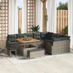 vidaXL 12-teiliges Garten-Sofa-Set mit Kissen Grau Poly Rattan Akazie