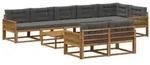 vidaXL Outdoor-Sofagarnitur mit Kissen 9 pcs Natur und Anthrazit