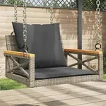 vidaXL H&auml;ngesessel mit Kissen Grau 63x62x40 cm Poly Rattan