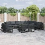 vidaXL Garten-Sofa-Set 13 pcs Schwarz 70 x 70 x 32 cm Aluminium