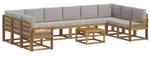 vidaXL Outdoor-Sofagarnitur mit Kissen 11 pcs Nat&uuml;rlich und Hellgrau