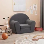 vidaXL Schlafsofa f&uuml;r Kinder Anthrazit Weich Pl&uuml;sch