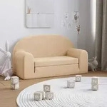 vidaXL Kinder-Schlafsofa 2-Sitzer Creme Weicher Pl&uuml;sch