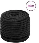 vidaXL Bootsseil Schwarz 16 mm 50 m Polypropylen