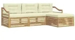 vidaXL Outdoor-Sofagarnitur mit Kissen 4 pcs Wei&szlig; und Creme Polyester