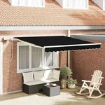 vidaXL Manuelle einziehbare Markise mit LED Schwarz 350x250 cm