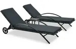 vidaXL Sonnenliegen mit Tisch Poly Rattan Anthrazit