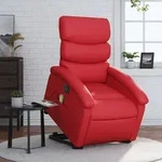 vidaXL Massagesessel mit Aufstehhilfe Elektrisch Rot Kunstleder