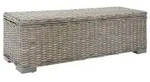 vidaXL Truhe Grau 110 cm Natur Kubu Rattan & Massivholz Mahagoni