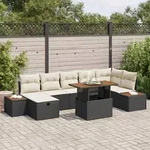 vidaXL 8-teiliges Garten-Sofa Set mit Kissen - Schwarz aus Poly Rattan & Akazie