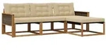 vidaXL Outdoor-Sofagarnitur mit Kissen 4 pcs Natur und Beige