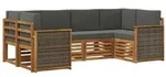 vidaXL Ecksofa Set mit Kissen 5 pcs Natur und Anthrazit