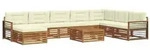 vidaXL Outdoor-Sofagarnitur 9 pcs Natur und Creme Massivholz Akazie