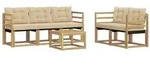 vidaXL Outdoor-Sofagarnitur mit Kissen 6 pcs Wei&szlig; und Beige