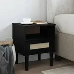 vidaXL Nachttisch SENJA Rattan-Look Schwarz 40x35x48 Massivholz Kiefer