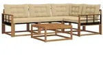 vidaXL Outdoor-Sofagarnitur mit Kissen 5 pcs Natur und Beige