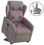 vidaXL Massagesessel mit Aufstehhilfe Taupe Stoff
