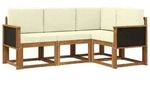 vidaXL Outdoor-Sofagarnitur mit Kissen 4 pcs Natur und Creme Polyester