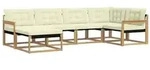 vidaXL Outdoor-Sofagarnitur mit Kissen 6 pcs Wei&szlig; und Creme