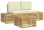 vidaXL Outdoor-Sofagarnitur mit Kissen Wei&szlig; 59 x 59 x 37 cm Polyester