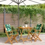 vidaXL 3-tlg. Bistro-Set Blattmuster Stoff und Massivholz