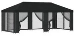 vidaXL Pavillon mit Seitenw&auml;nden 6 x 3 m Schwarz Polyester und Stahl