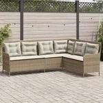 vidaXL Gartensofa in L-Form mit Kissen Beige Poly Rattan
