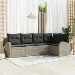 vidaXL 5 Teile Garten Sofa Set mit Kissen Hellgrau Poly Rattan