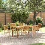 vidaXL 7-teilige Garten-Essgruppe Beige Poly Rattan Akazie