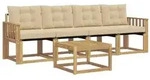 vidaXL Outdoor-Sofagarnitur mit Kissen 5 pcs Wei&szlig; und Beige