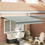 vidaXL Automatische einziehbare Markise Gr&uuml;n und Wei&szlig; 300x250 cm