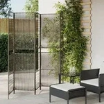 vidaXL Paravent 5-tlg. Grau Poly Rattan