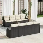 vidaXL 9-teiliges Garten Sofa Set mit Kissen Schwarz Poly Rattan